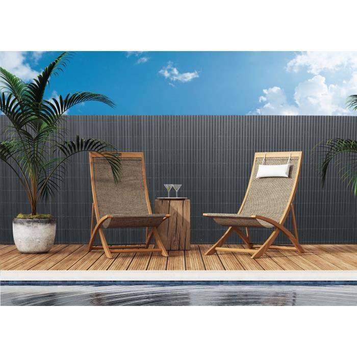 NATURE Dubbelzijdig PVC Rietafscherming - 1 x 3 m - 1600 g/m² - Opaciteit 4/5 - UV Bestendig - Lichtgrijs-1