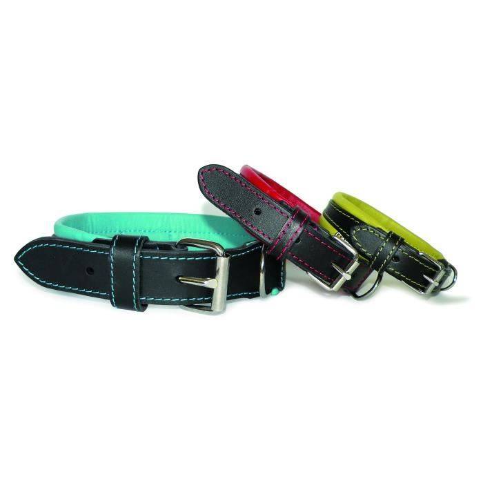 YAGO Hondenhalsband - Zacht Leer Zwart/Rood - Verstelbaar voor Middelgrote Honden - Maat M 34-43 cm-3