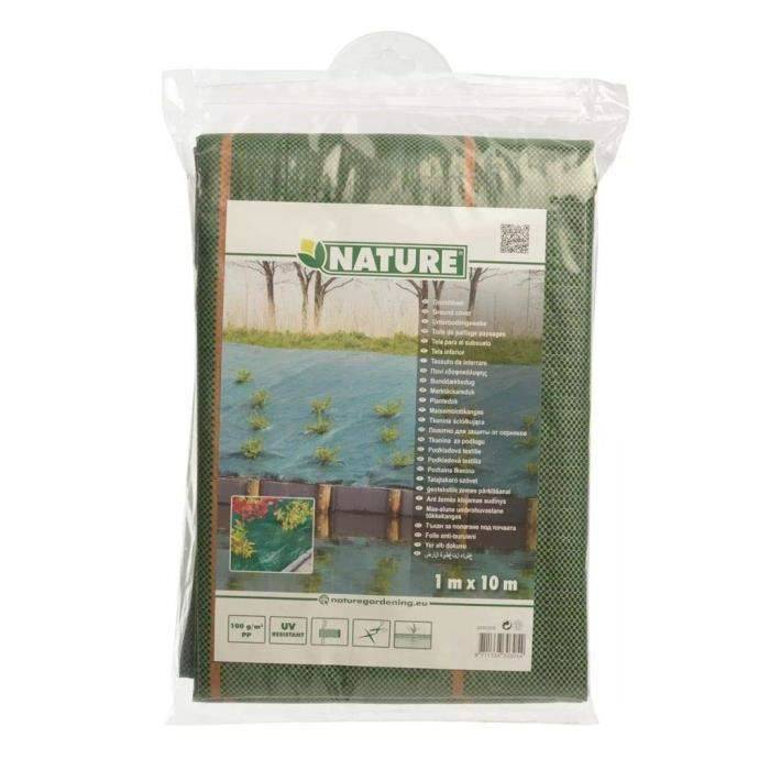 Groene Onkruidbestrijdingsdoek, 1 x 10 m, UV-behandeld, 100 g/m² - Onkruidwerende Bodembedekking-3