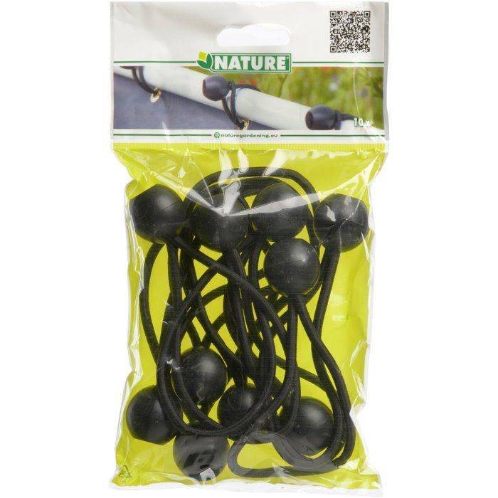NATURE Elastische Tie - Voor het Bevestigen van Matten en Privacy Screens met Oogjes - Verpakking van 10-0