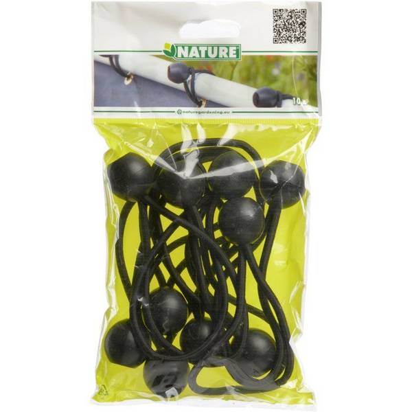 NATURE Elastische Tie - Voor het Bevestigen van Matten en Privacy Screens met Oogjes - Verpakking van 10