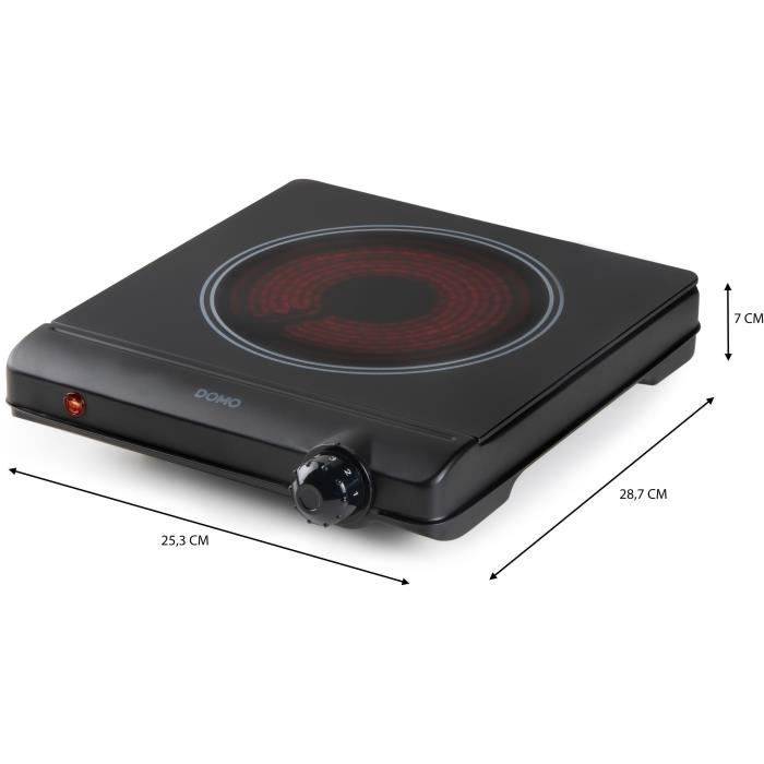 DOMO Keramische Kookplaat - 1 Branders - 25,3 x 28,7 x 7 cm - DO30111KP-3