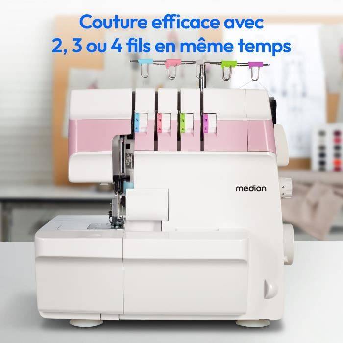 MEDION Overlockmachine SO 90 - 91 W - Naaldtype 11,14,16 - 1200 tpm - LED - Roze-4