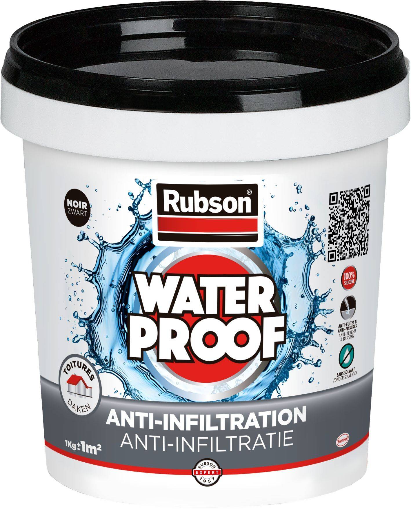 RUBSON Waterdichte Coating - 1 kg - Zwart - UV Bestendig-0
