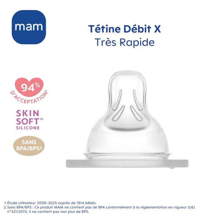 MAM X Ultra Fast Flow Silikonspeen voor Baby's - Zachte en Borstachtige Vorm-3