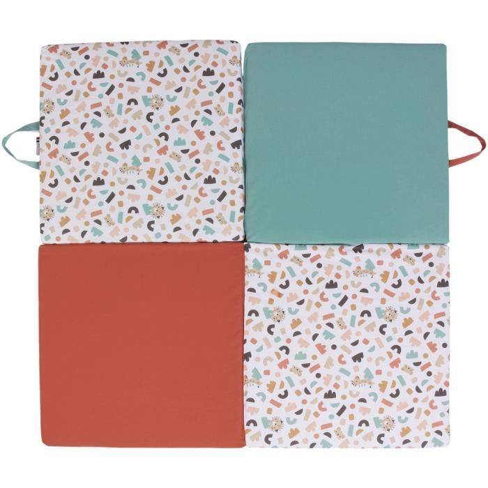 Slimme Speelmat - TINEO - 3-in-1 Multifunctionele Ontwikkelingsspeelmat - 120x120 cm - Geometrisch/ Leuke Dieren-0