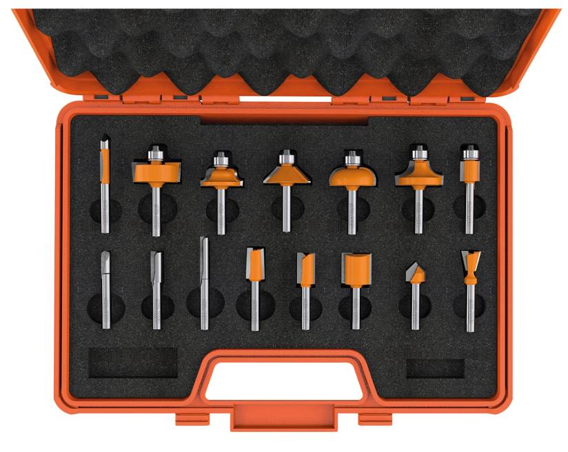 CMT bovenfrezenset, HM, 15-delig met koffer, Z2, S=6,35-0