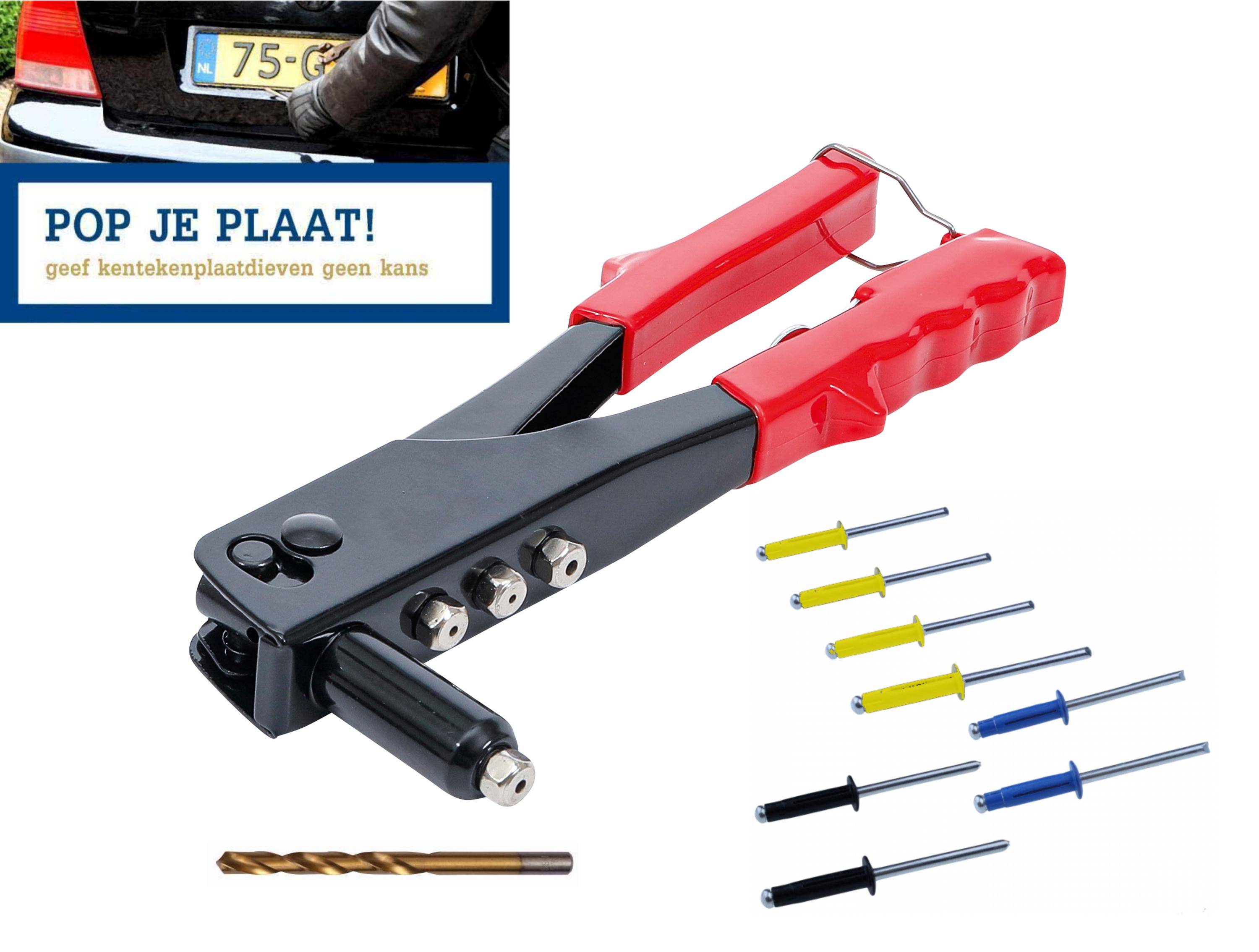 LB TOOLS Kenteken popnagel set incl. popnageltang en boor-0