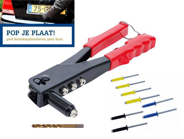 LB TOOLS Kenteken popnagel set incl. popnageltang en boor