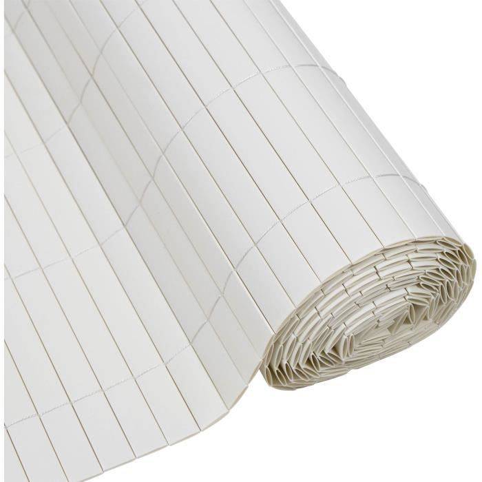 NATURE Dubbelzijdig PVC Rietenscherm - 1 x 3 m - 1600 g/m² - Opaciteit 4/5 - UV Bestendig - Wit-0