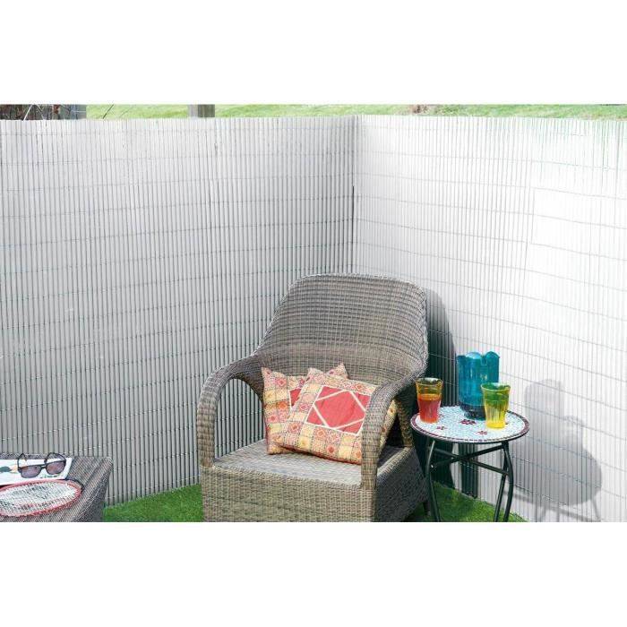 NATURE Dubbelzijdig PVC Rietenscherm - 1 x 3 m - 1600 g/m² - Opaciteit 4/5 - UV Bestendig - Wit-2