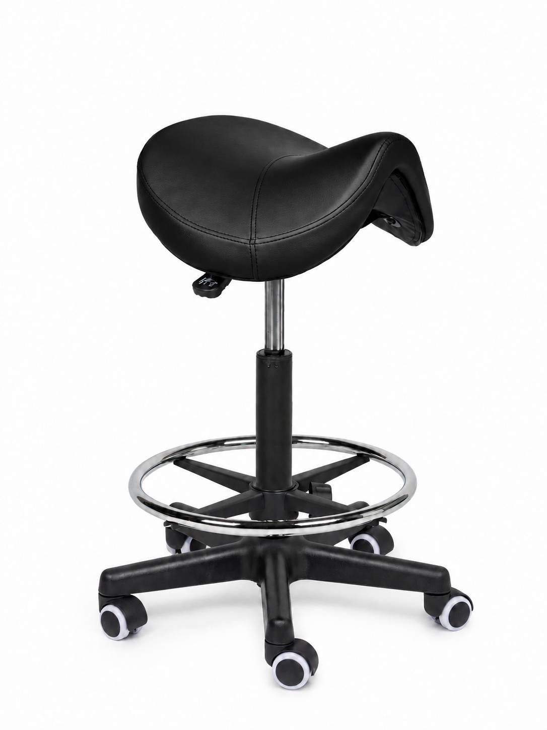 Ergonomische Zadelkruk Comfort Zwart op Wielen-1