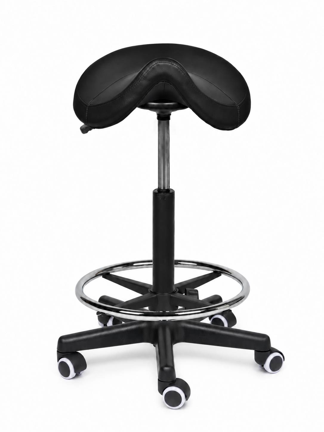 Ergonomische Zadelkruk Comfort Zwart op Wielen-3