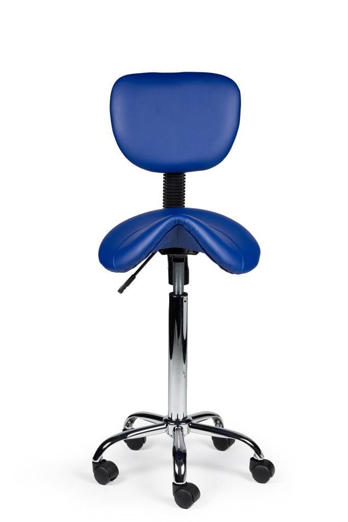 Ergonomische Zadelkruk Blauw met Rugleuning – Verstelbare Zadelstoel met Wielen – Comfortabele Werkkruk voor Salon,-2