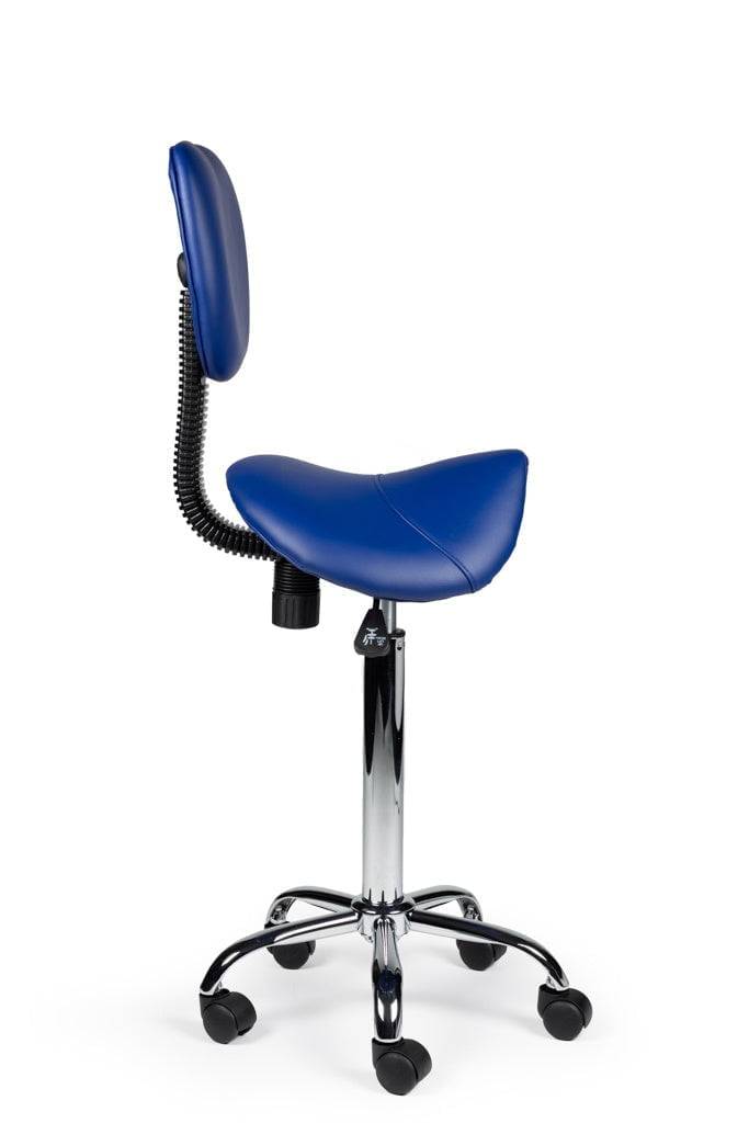 Ergonomische Zadelkruk Blauw met Rugleuning – Verstelbare Zadelstoel met Wielen – Comfortabele Werkkruk voor Salon,-3