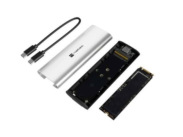 EXTERNE SSD-BEHUIZING NATEC RHINO M.2 NVME LITE USB-C 3.2 GEN 2 ARCTIC SILVER-0