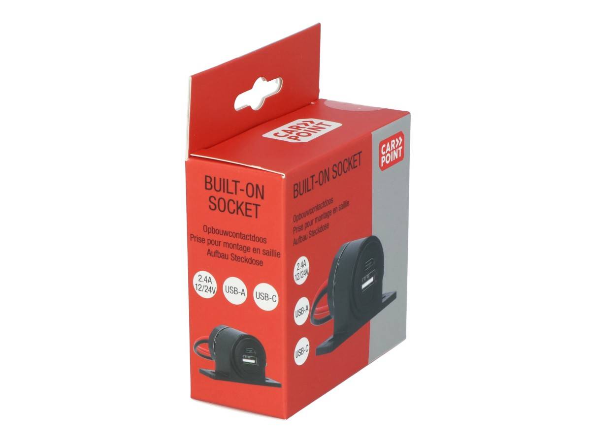 Carpoint Opbouwcontactdoos USB-A + USB-C 12/24V-0