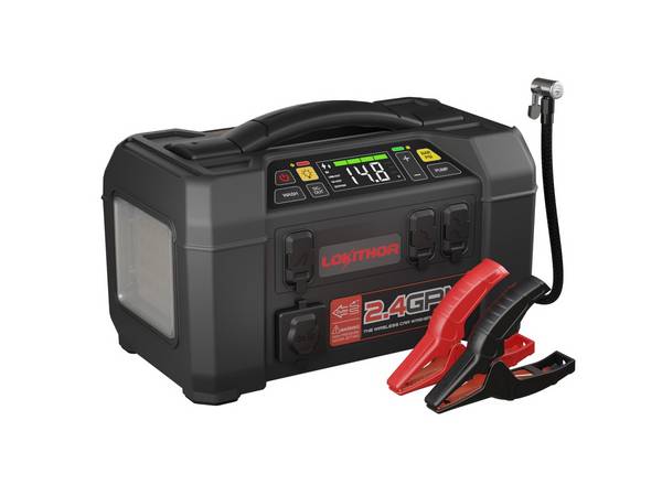 Lokithor Jumpstarter AW401 + Luchtcompressor + Waterpomp 12V 2500A