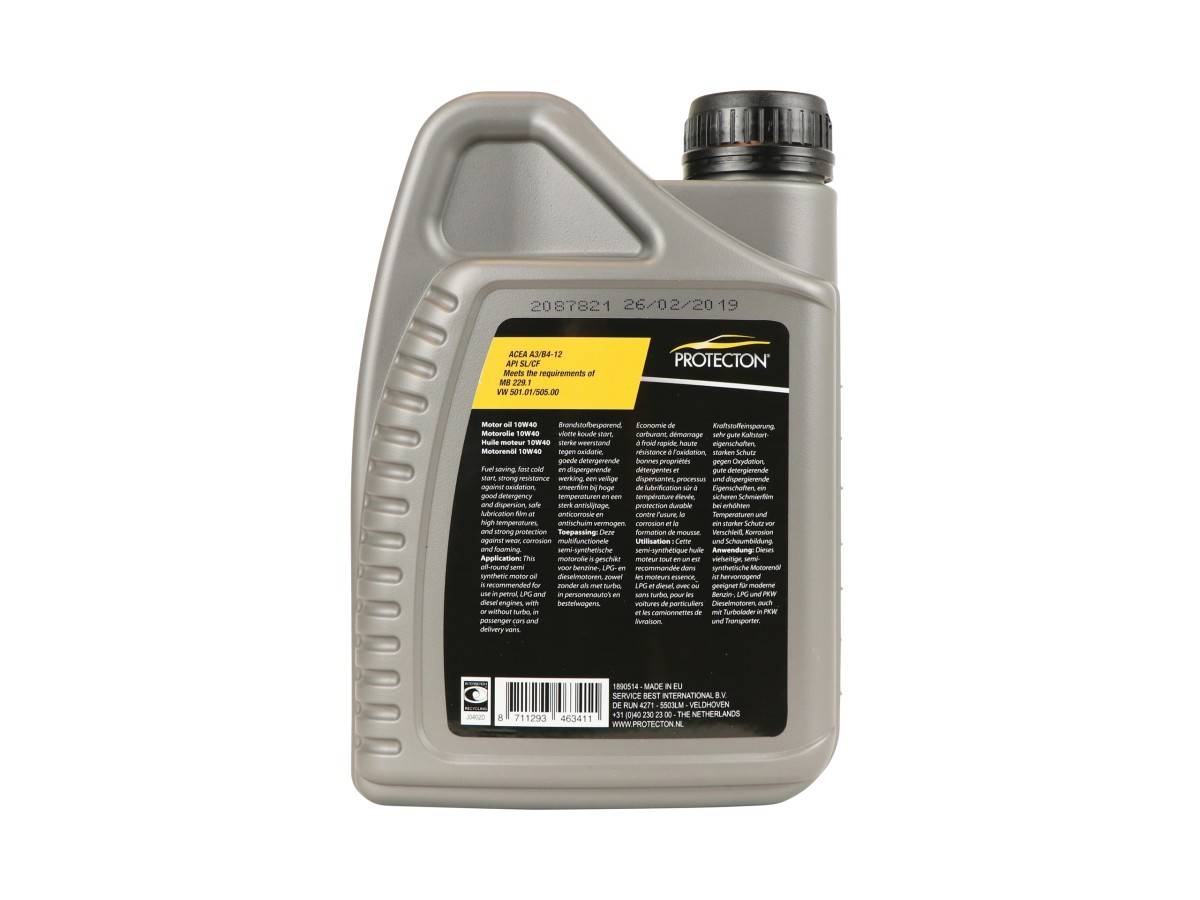 Protecton Motorolie Semi-Synthetisch 10W-40 A3/B4 1 Liter-0