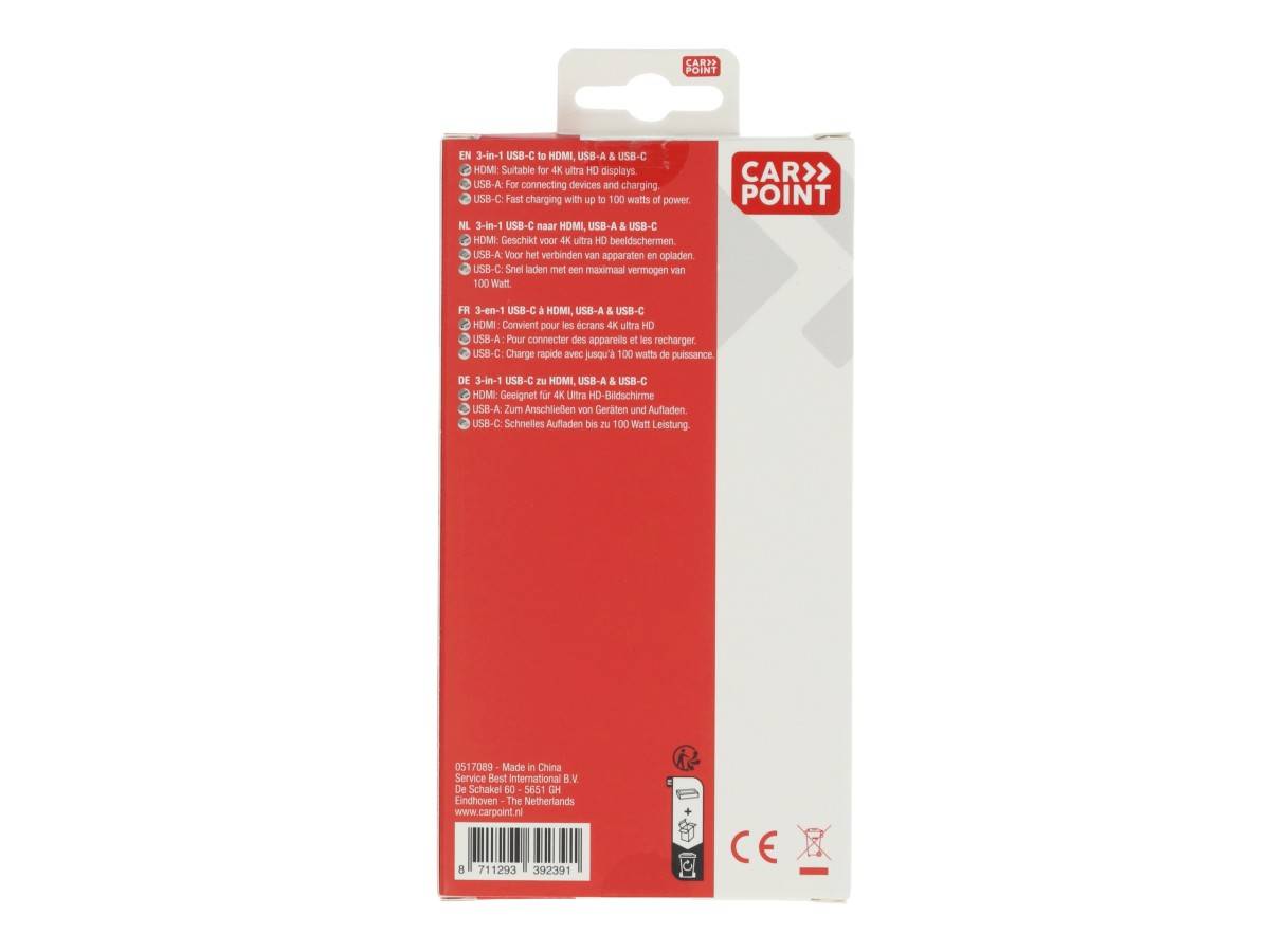 Carpoint 3 in 1 Adapter USB-C > HDMI / USB-A / USB-C-0