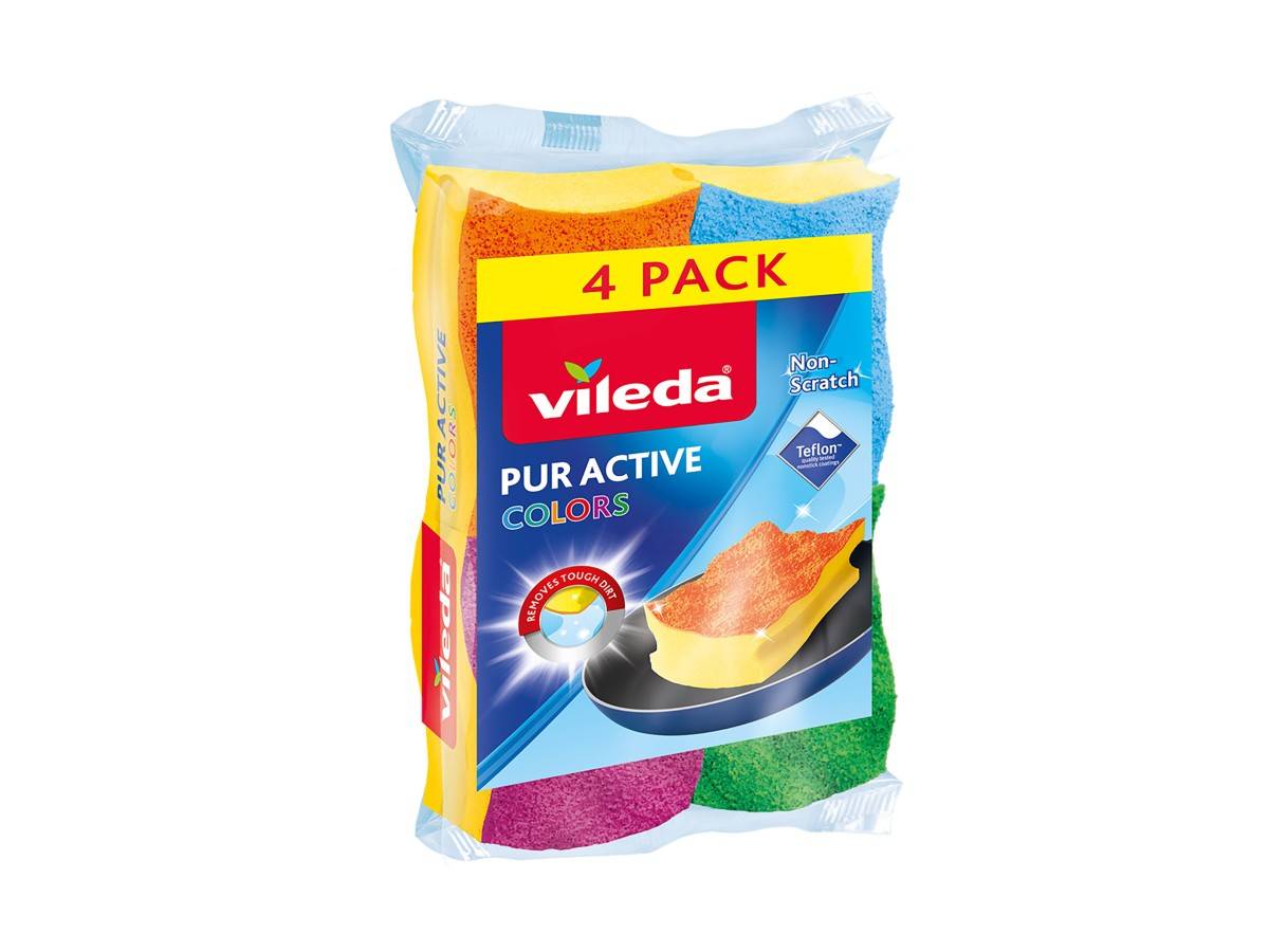 Vileda Schuursponzen Pur Active Colors 4 Stuks-0