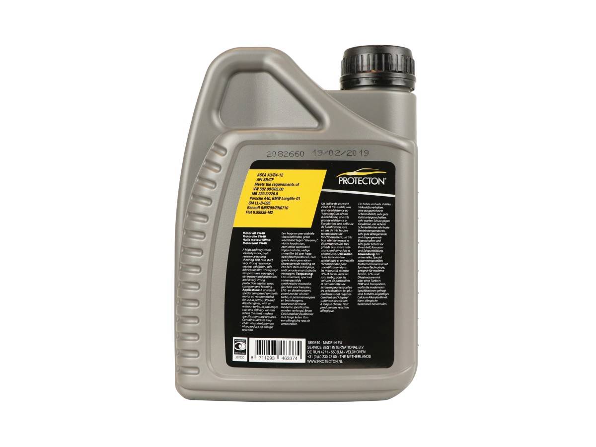 Protecton Motorolie Synthetisch 5W-40 A3/B4 1 Liter-0