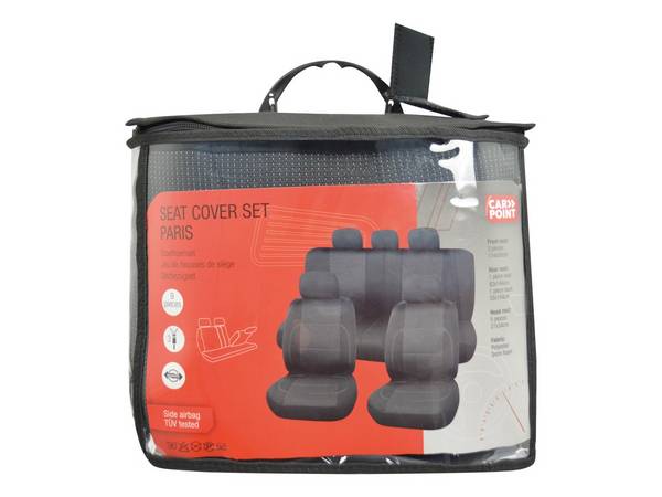 Carpoint Stoelhoesset Paris 9 Delig Zwart/Grijs