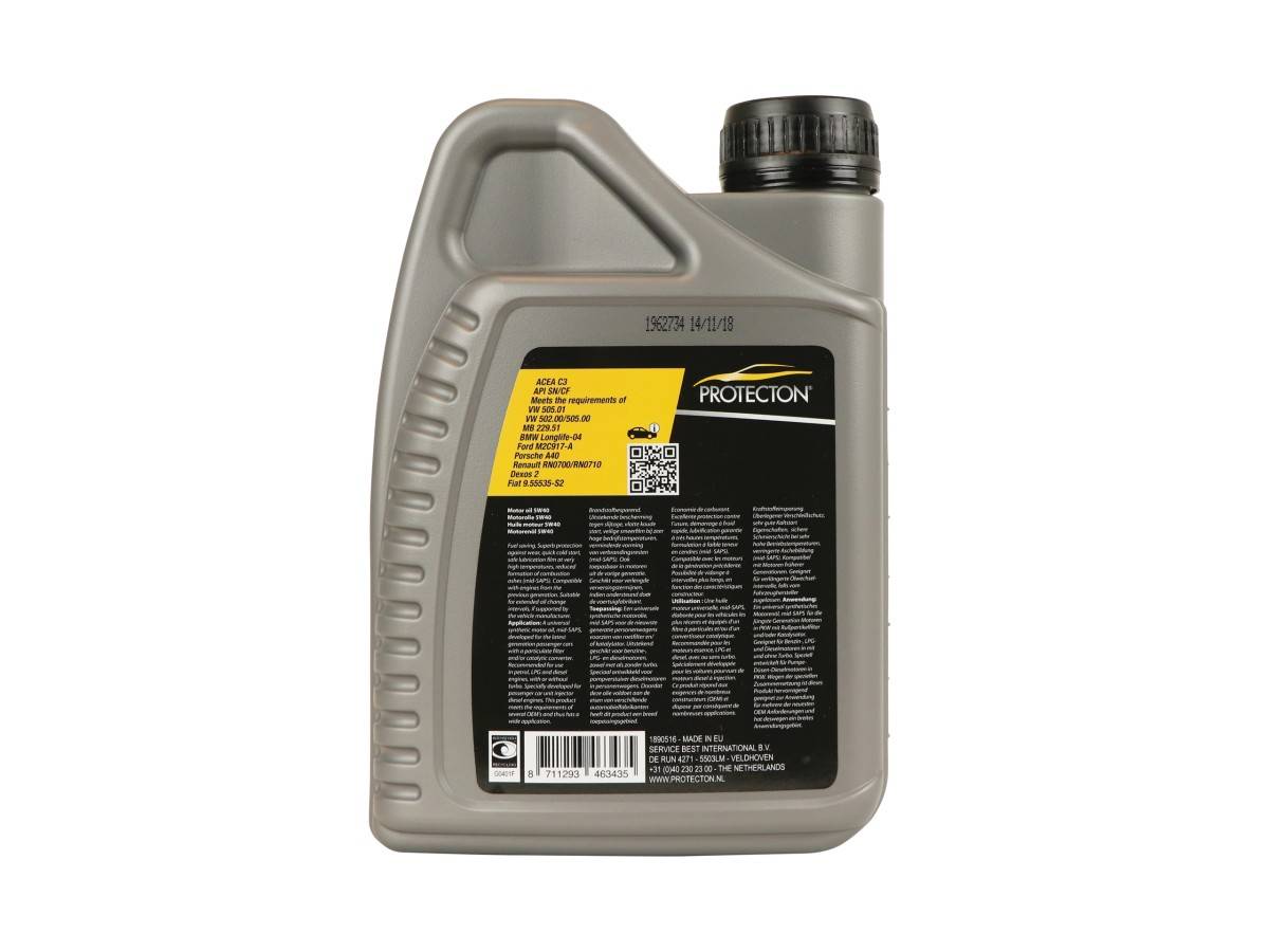 Protecton Motorolie Synthetisch 5W-40 C3 1 Liter-0