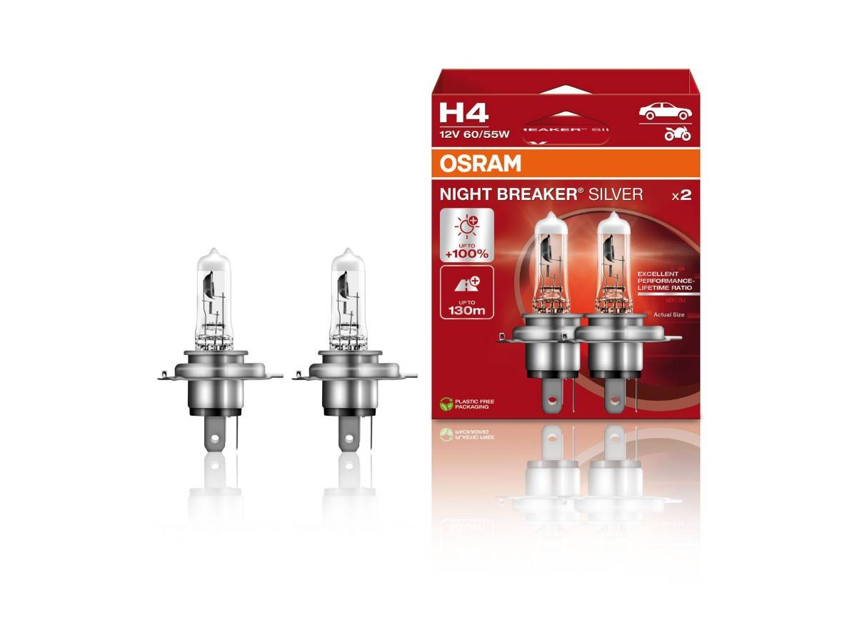 Osram Night Breaker Silver Autolampen H4 12V 60/55W 2 Stuks-0