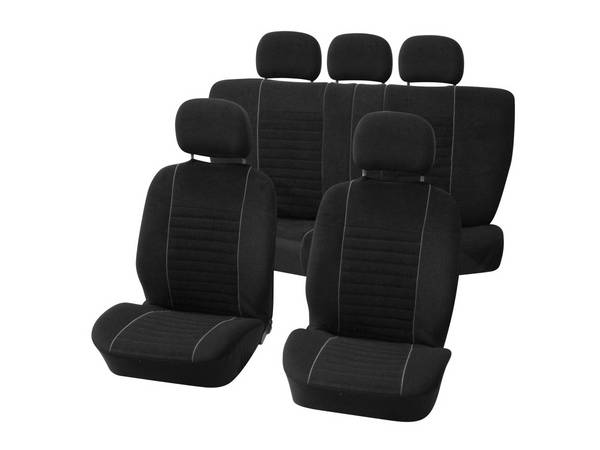 Carpoint Stoelhoesset Velours 9 Delig Zwart/Grijs