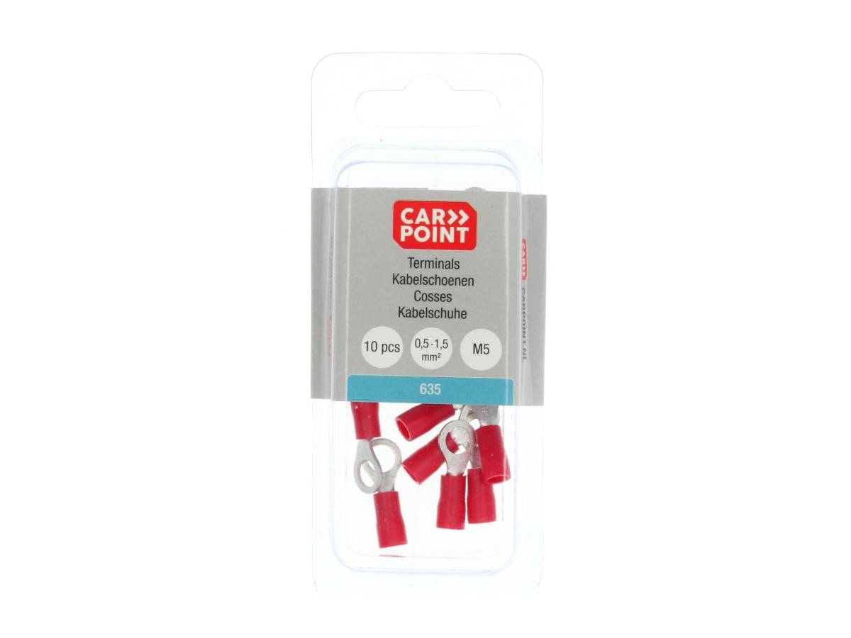 Carpoint Ringkabelschoen 635 Rood M5 10 Stuks-0