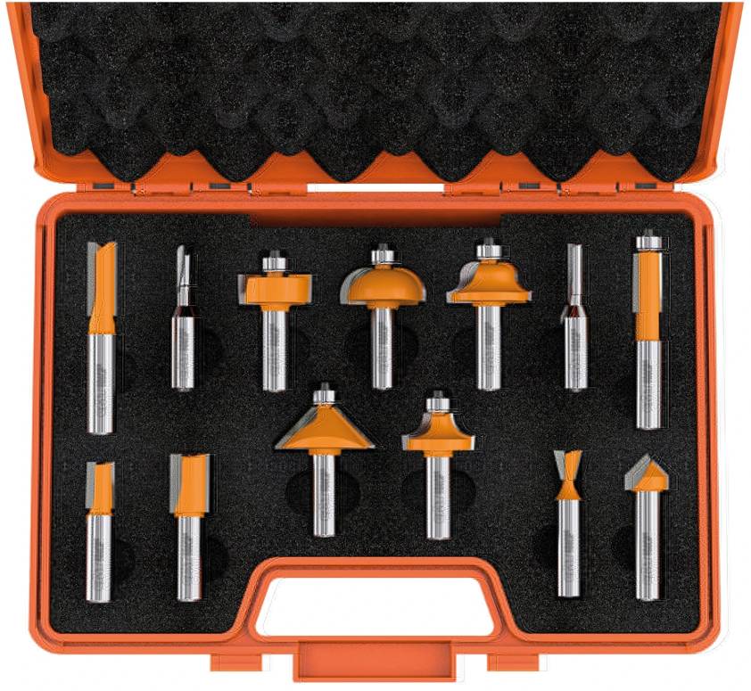 CMT bovenfrezenset, HM, 13-delig met koffer, Z2, S=12,7-0