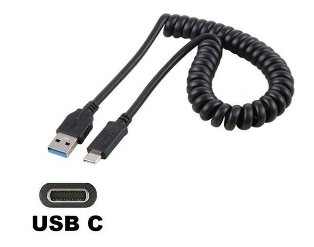 OneOne 0,4m USB C spiraal kabel. Sterke laadkabel voor de auto. Oplaadkabel snoer past op TomTom GO Expert Plus, GO-0
