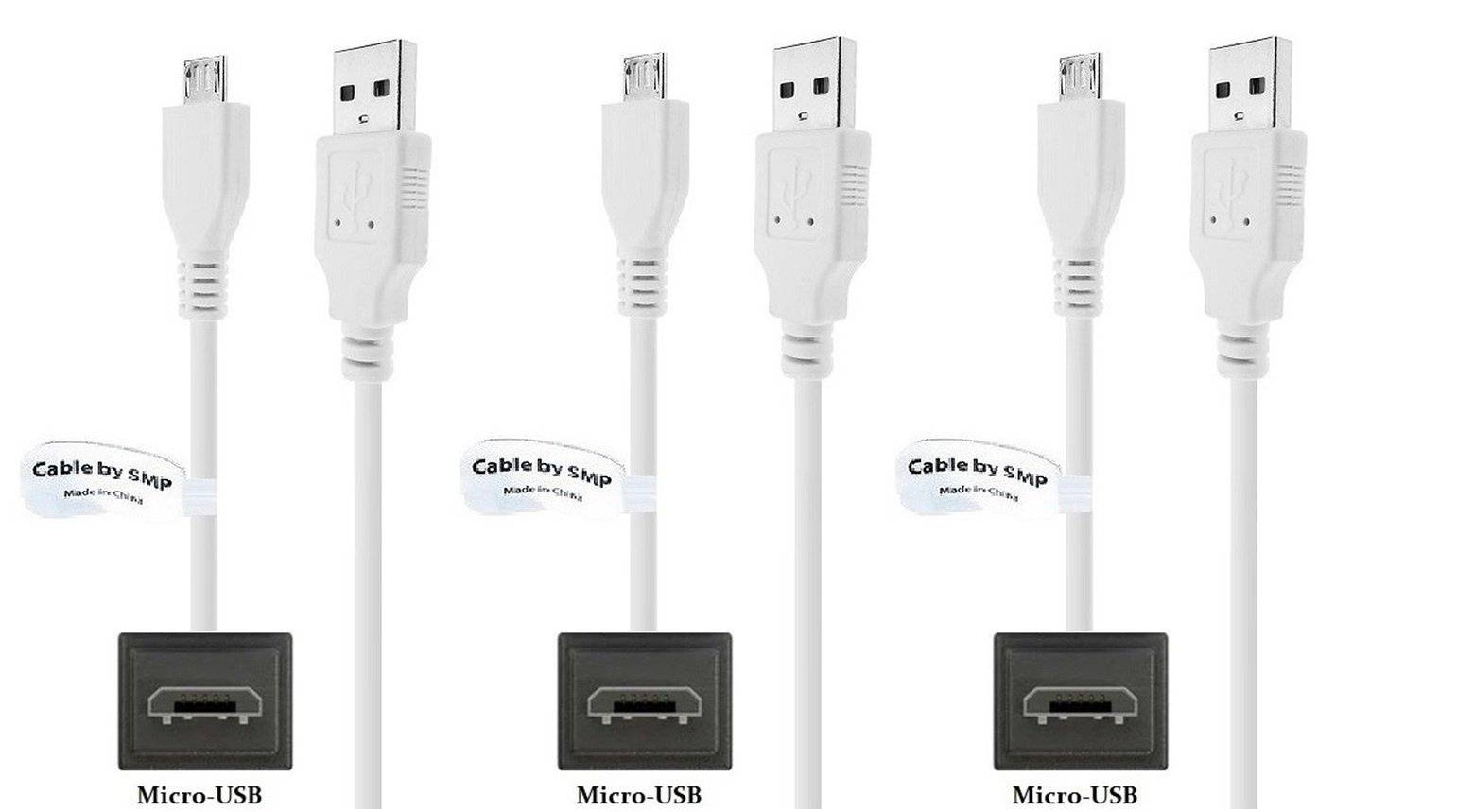 3 stuks OneOne 1,2m Micro USB kabel. Stevige laadkabel. Oplaadkabel snoer past op past op JBL Trip, Free X, C45BT,-0
