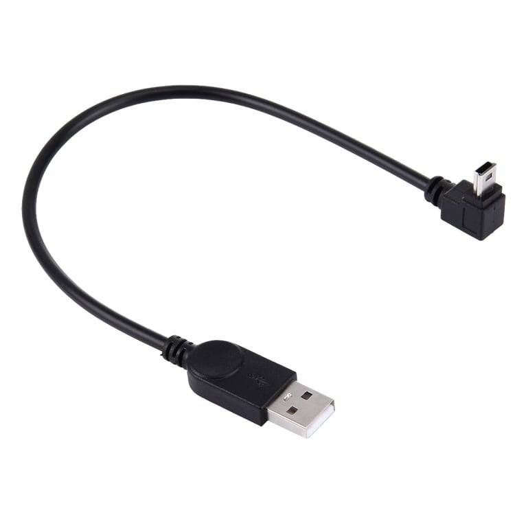 OneOne 0,29m Mini USB kabel. Haakse laadkabel naar boven. USB naar Mini USB oplaadkabel snoer past op Garmin Nuvi 57LM,-0