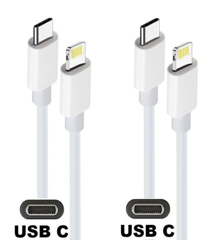 2 stuks OneOne USB C naar Lightning kabel. 1,0m witte laadkabel. Oplaadkabel past op Apple iPhone 13 Mini, iPhone 13-0