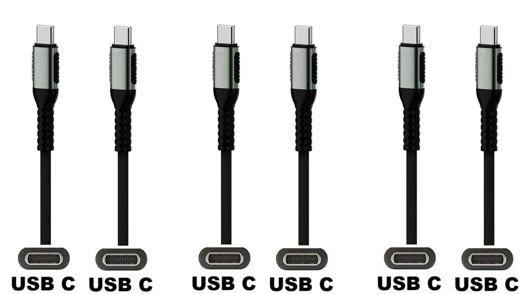 3 stuks OneOne 0,5m oplaadkabel. Sterke USB C naar C kabel. Stevig laadkabel snoer past op Google Pixel 1, 2, 2XL, 3,-0