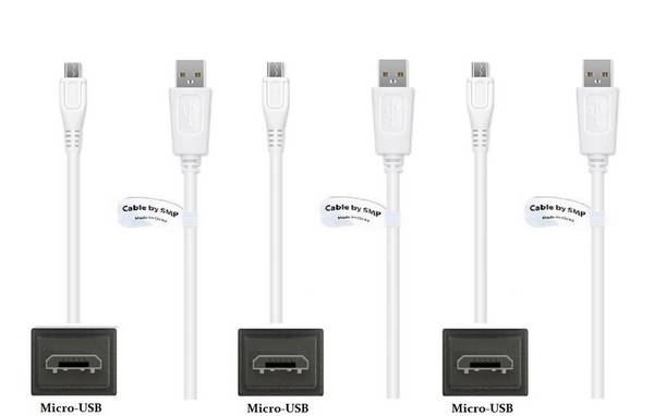 3 stuks OneOne 1,0m Micro USB kabel. Standaard laadkabel. Oplaadkabel snoer past op past op Samsung Galaxy Tab 3V, On 5,