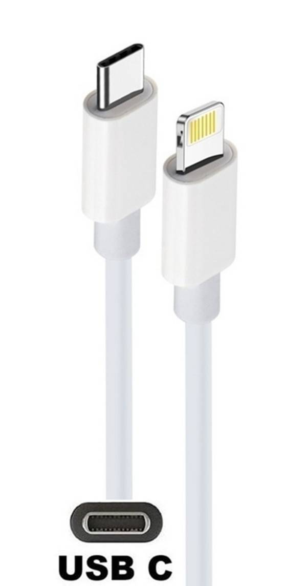 OneOne USB C naar Lightning kabel. 1,0m witte laadkabel. Oplaadkabel past op Apple iPhone 13 Mini, iPhone 13 Pro, iPhone
