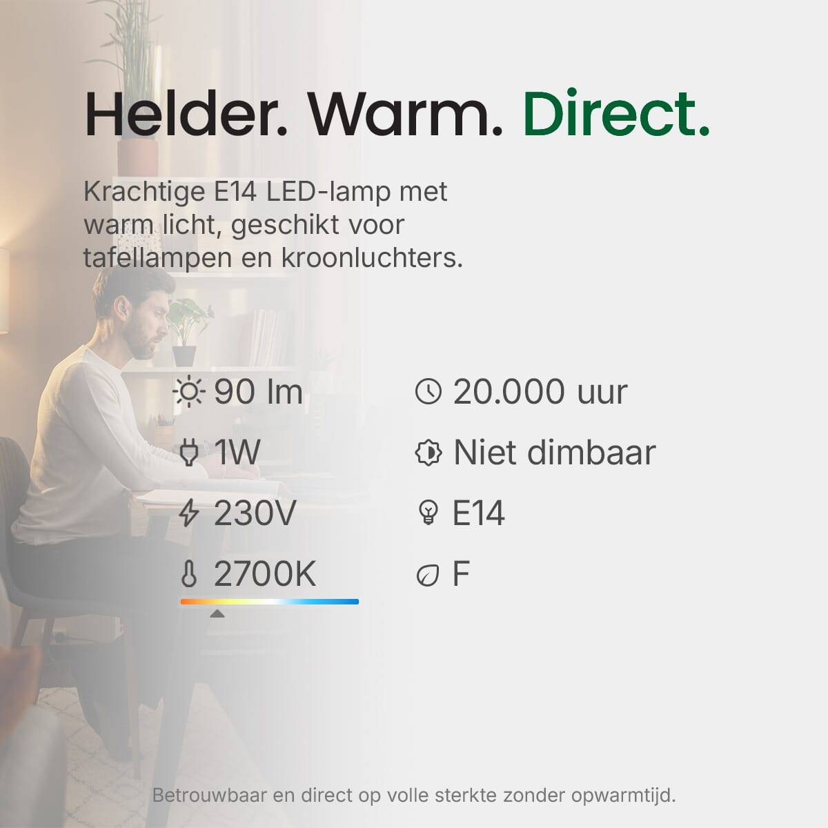 Spectrum LED Kogellamp P45 E14 Mat - 1W 90lm 2700K - Warmwit - Vervangt 10W - 2 stuks-2