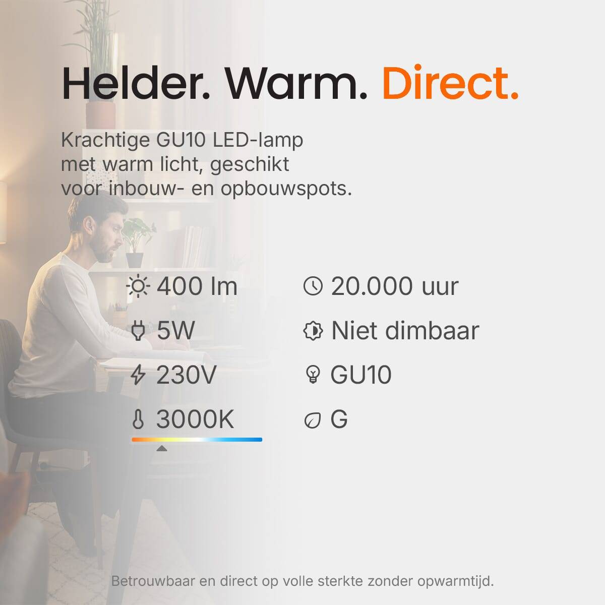 Kobi LED Spot PAR16 GU10 Helder - 5W 400lm 3000K - Warmwit - Vervangt 35W - 10 stuks-4