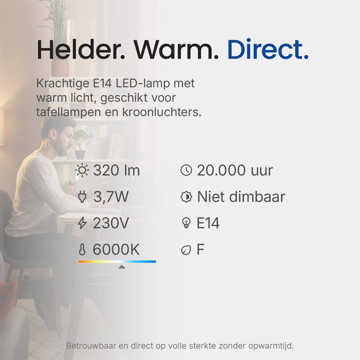 Optonica LED Kaarslamp C35 E14 Mat - 3.7W 320lm 6000K - Koudwit - Vervangt 50W-3