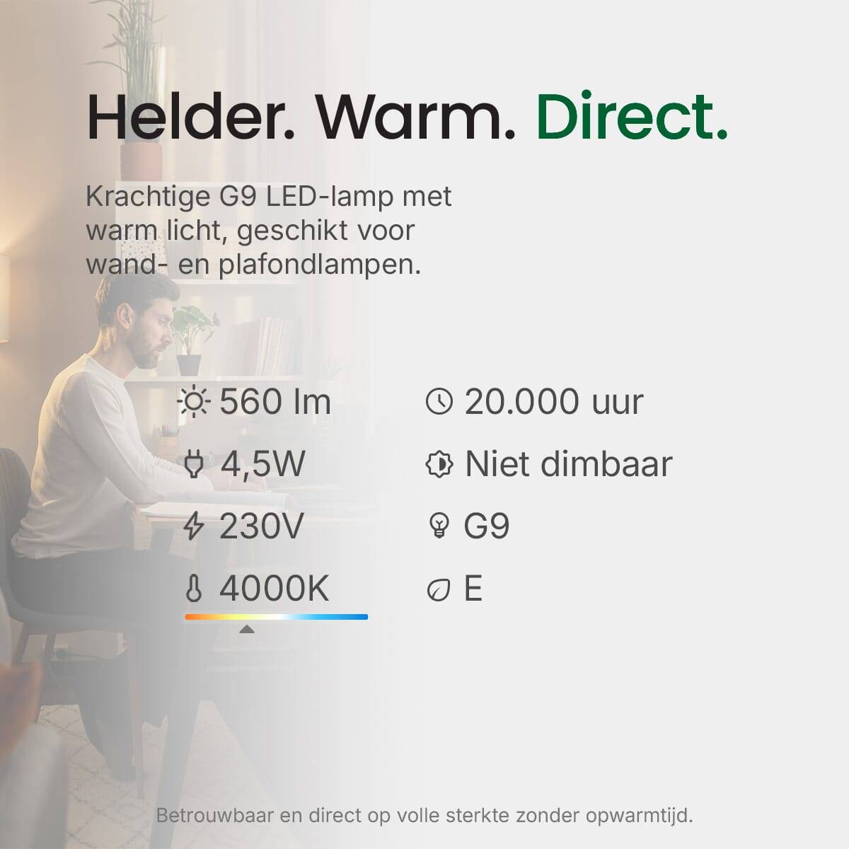 Spectrum LED Insteeklamp G9 Helder - 4.5W 560lm 4000K - Neutraalwit - Vervangt 44W - 10 stuks-2