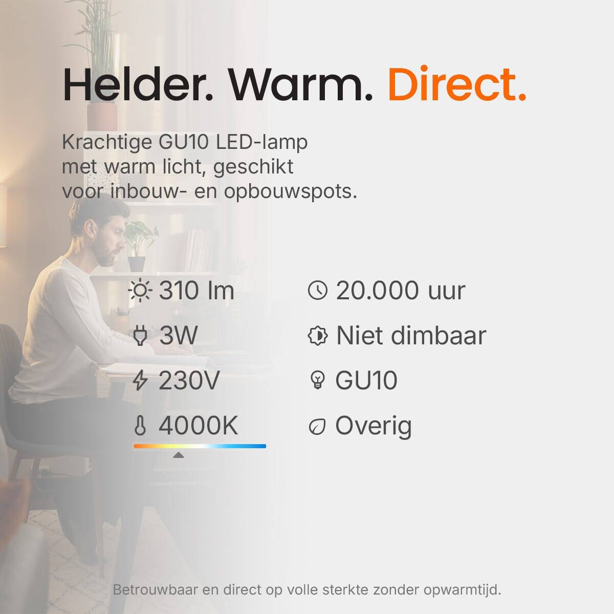 Kobi LED Spot PAR16 GU10 Helder - 3W 270lm 4000K - Neutraalwit - Vervangt 27W - 5 stuks-3