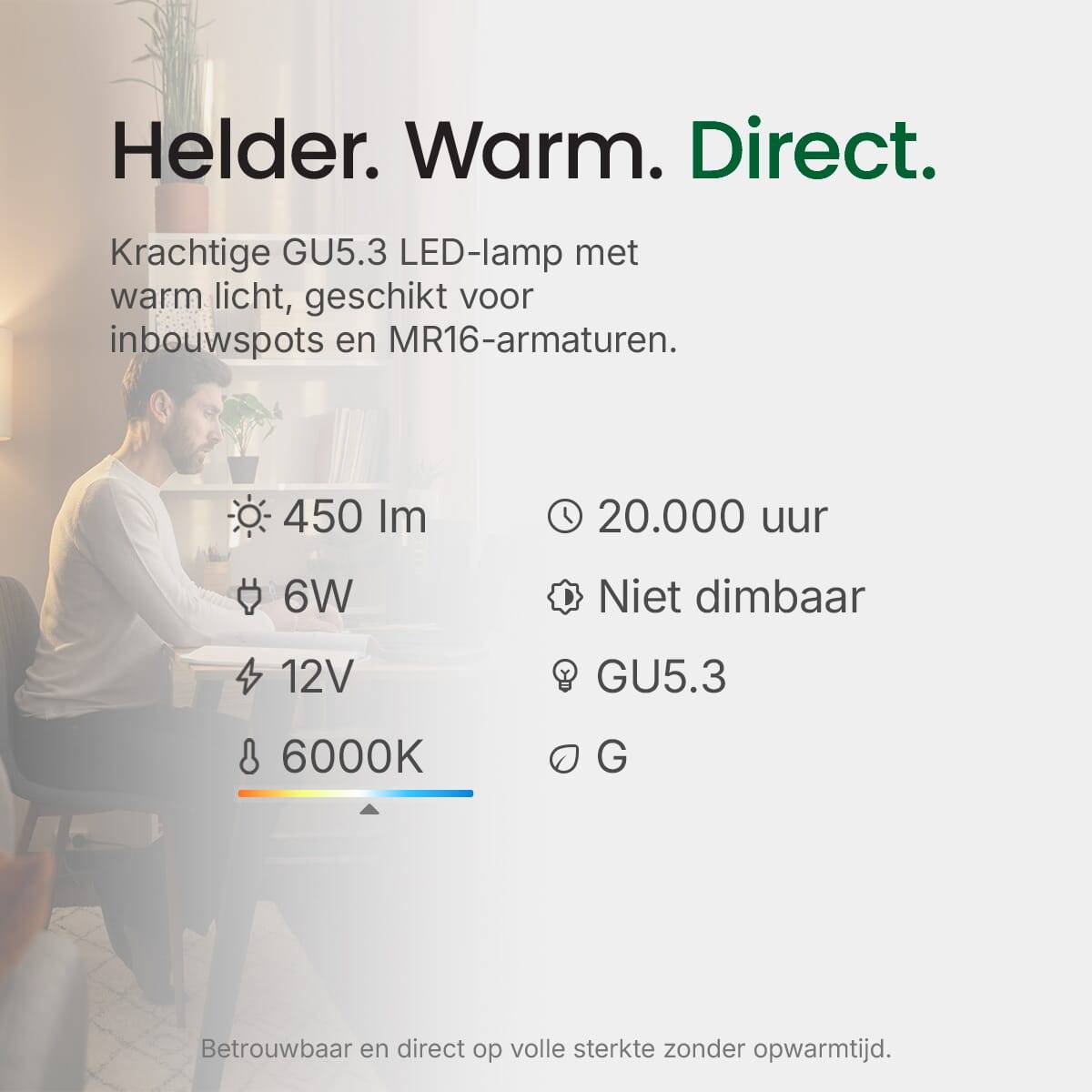 Spectrum LED Spot MR16 GU5.3 Mat - 6W 430lm 6000K - Koudwit - Vervangt 44W - 12V - 2 stuks-3