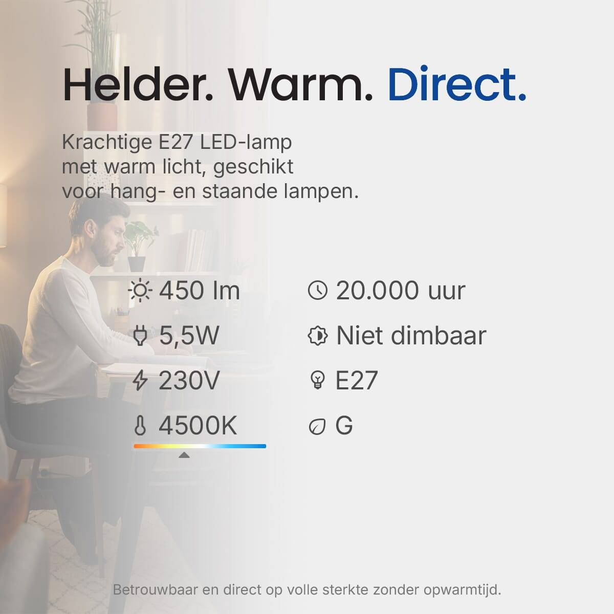 Optonica LED Kogellamp P45 E27 Mat - 5.5W 450lm 3900K - Neutraalwit - Vervangt 55W - 5 stuks-4