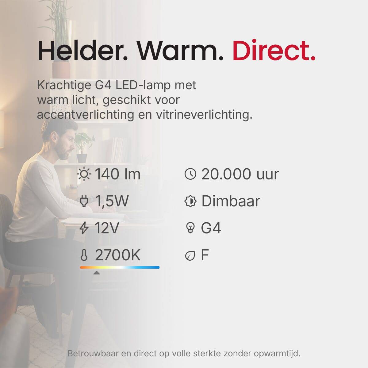 SPL LED Steeklamp G4 1.5W 2700K 140lm 12V - Dimbaar - Mat - Warm Wit-3