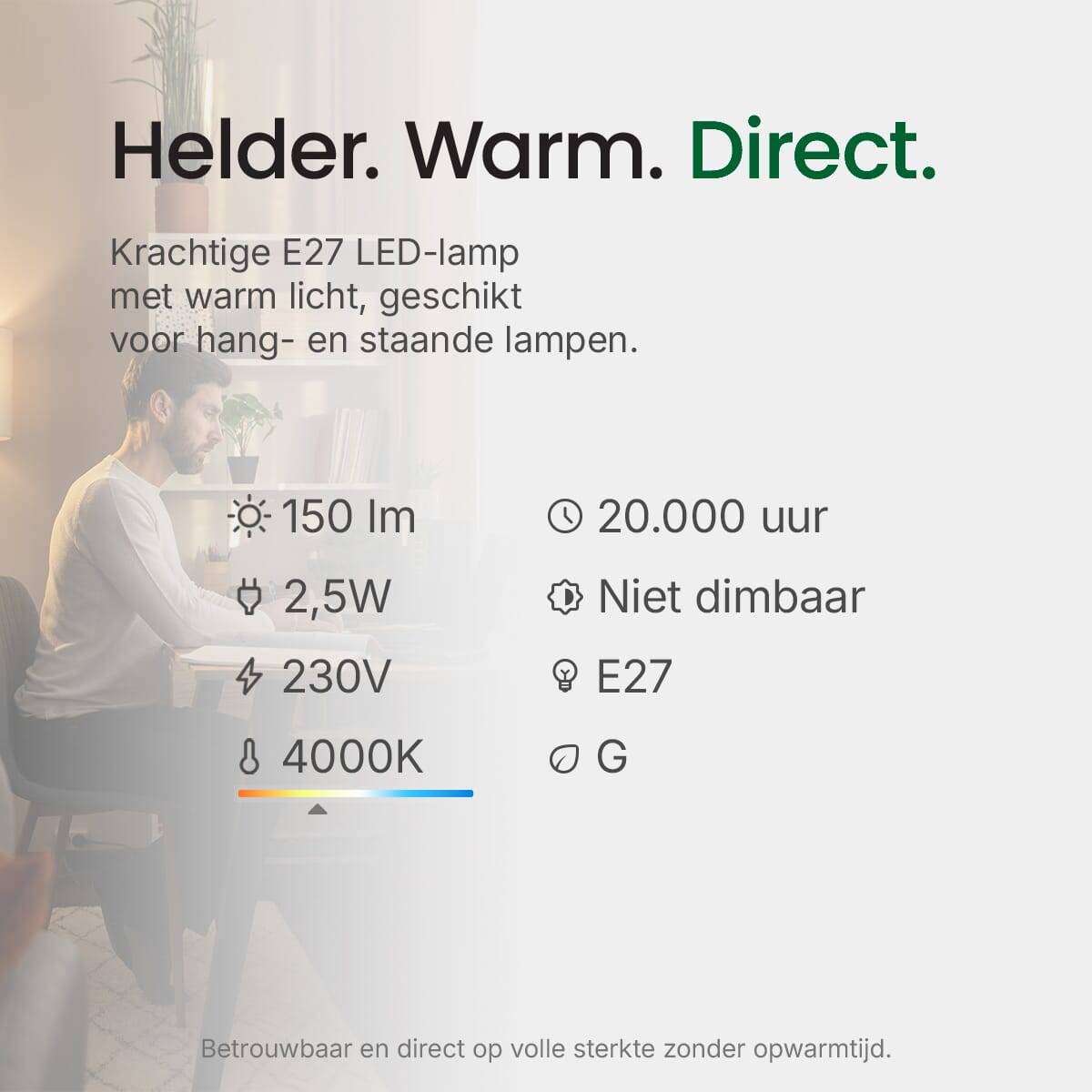 Spectrum LED Peerlamp A60 E27 Rookglas - 2.5W 150lm 4000K - Neutraalwit - Vervangt 16W - 10 stuks-4