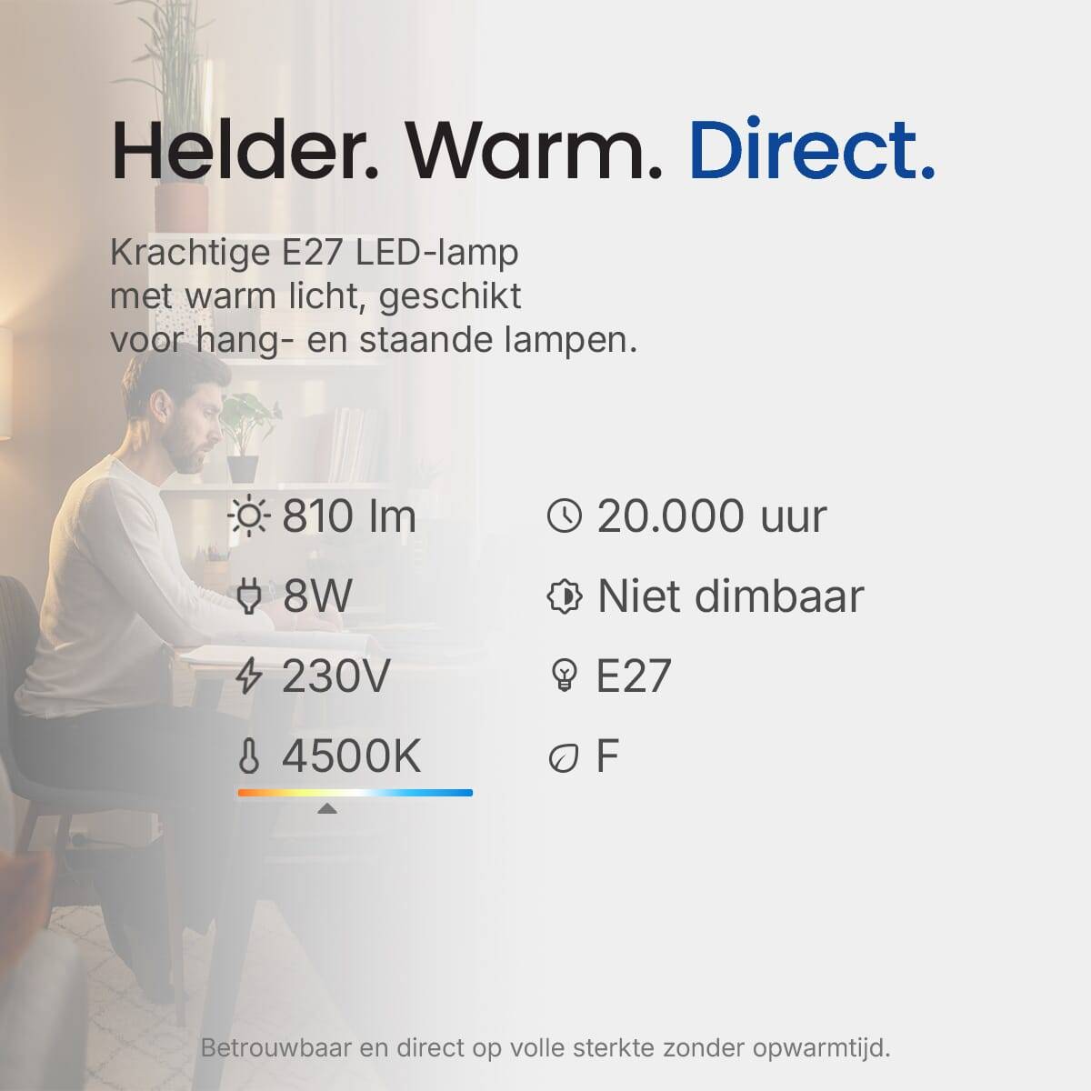 Optonica LED Peerlamp A60 E27 Helder - 8W 810lm 3900K - Neutraalwit - Vervangt 70W - 2 stuks-4