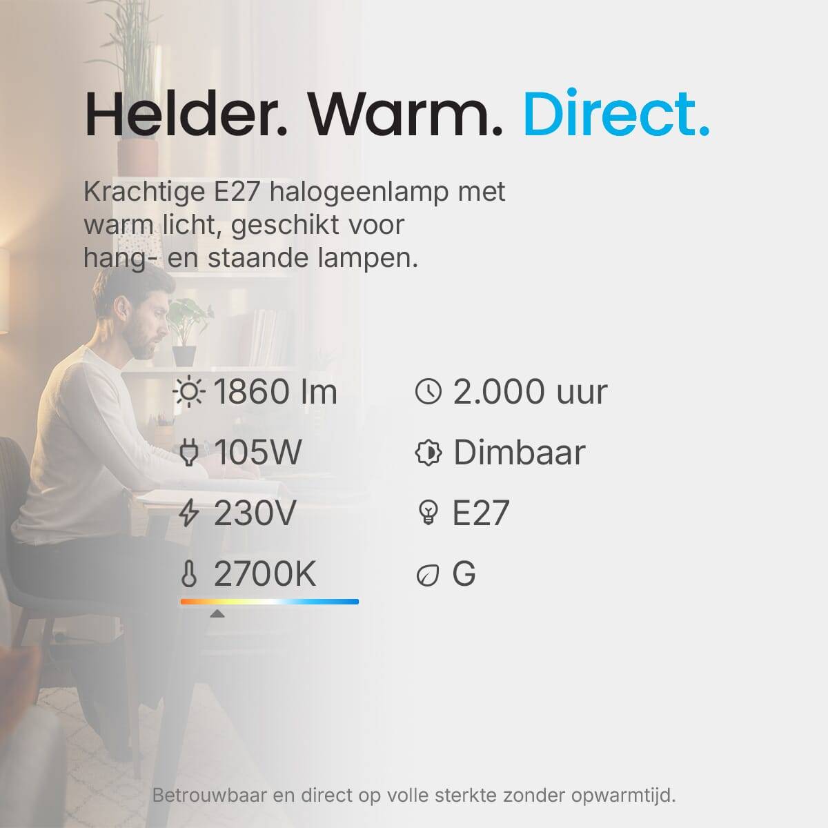 Modee Eco-Halogeen Peerlamp A60 E27 Helder - 105W 1860lm 2700K - Warmwit Dimbaar - 3 stuks-4
